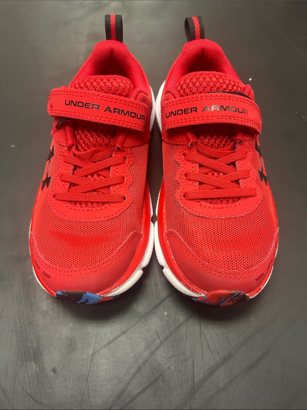 Under Armour Kids Red and Black Hook-and-Loop Athletic Sneakers